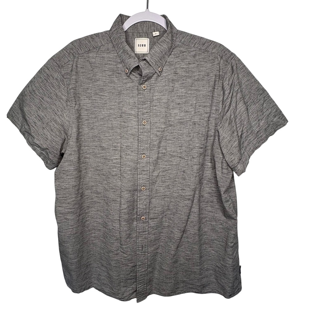 ROWM Gray Heathered‎ Button Down Shirt Minimalist Chic Mens XL Casual Tech Wear